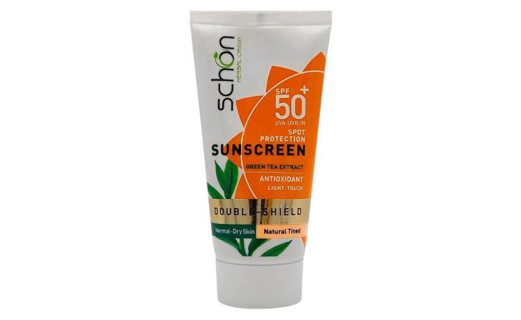 کرم ضد آفتاب SPF50 چای سبز رنگ طبیعی مناسب پوست خشک و نرمال