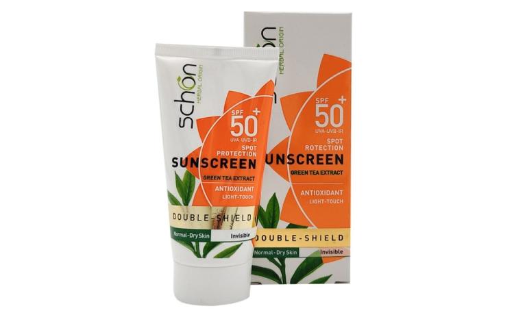 کرم ضد آفتاب بی رنگ SPF50 شون حاوی عصاره چای سبز مناسب پوست خشک حجم 50 میل