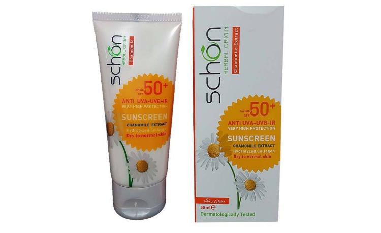 کرم ضد آفتاب بی رنگ SPF50 شون مناسب پوست خشک 50 میل