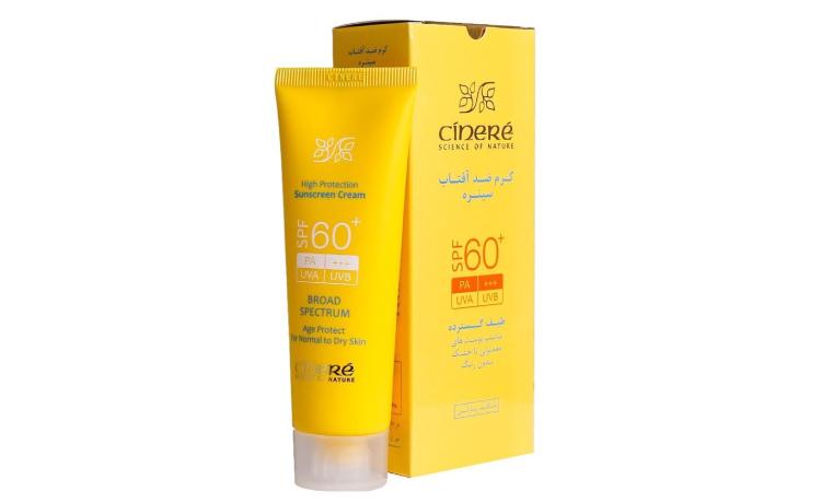 کرم ضد آفتاب بی رنگ SPF60 سینره مناسب پوست خشک 50 میل